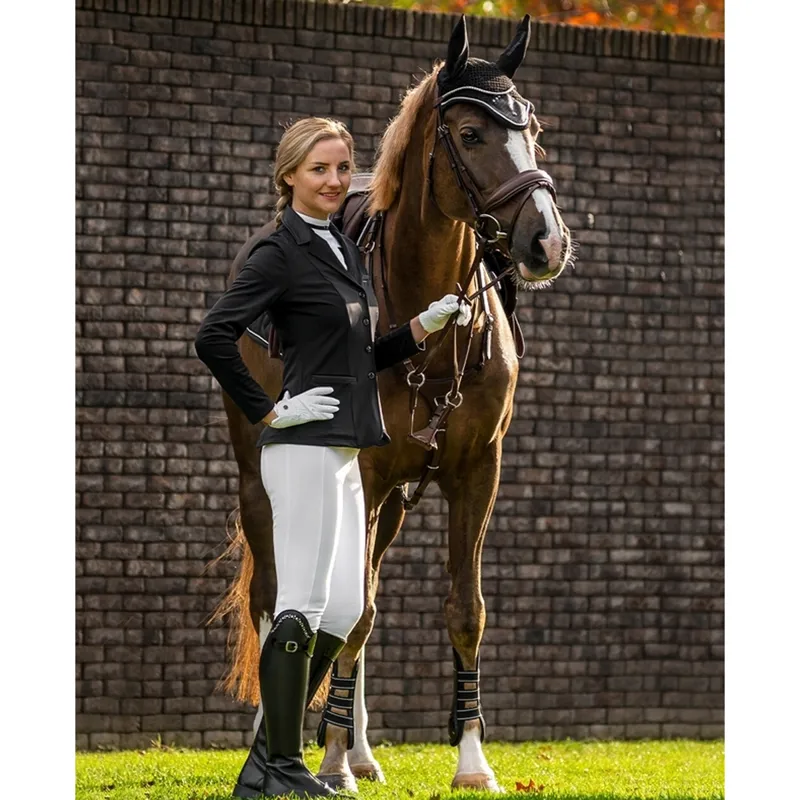 QHP Kae Ladies Full Grip Breeches - White-2